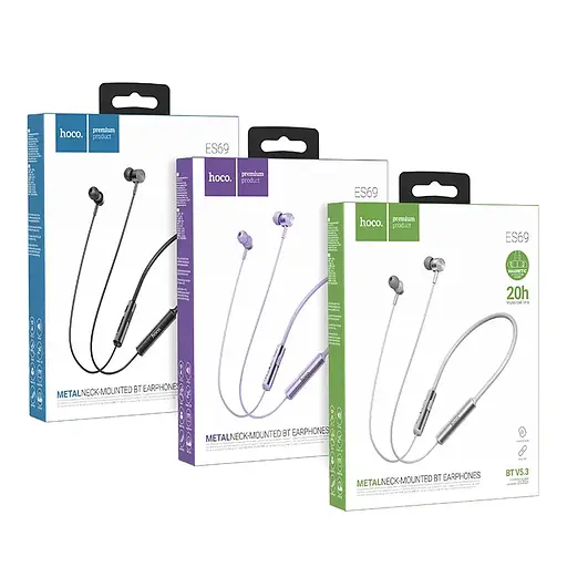 Bluetooth навушники Hoco ES69 Platinum neck-mounted BT earphones black - фото 4