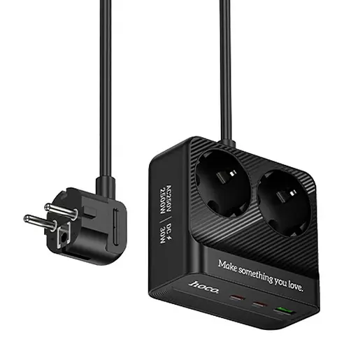 Подовжувач Hoco AC27 Descanso (PD30W/2C/1A/2xSocket) (2m) Black
