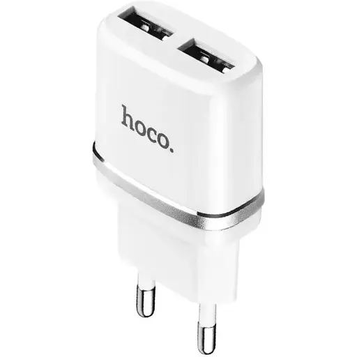 Зарядний пристрій на 2 виходи Usb Hoco C12 блок адаптер білий 6957531047759 - фото 1