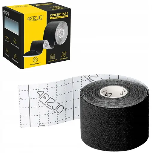 Стрічка кінезіологічна (кінезіо тейп) 4FIZJO 5 см x 5 м 4FJ0539 Black (P-5907739315977) - фото 1