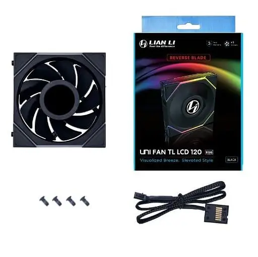 Вентилятор Lian Li Uni Fan TL Wireless LCD 120-1 Reverse Black (G99.12RTLLCD1W1B.00) - фото 9