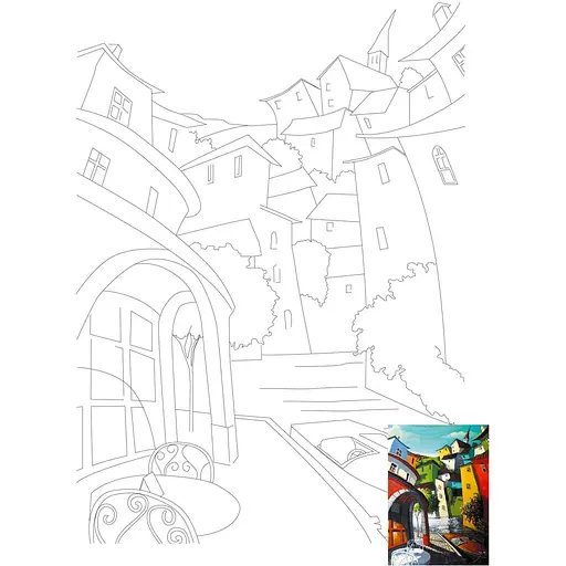 Полотно на картоне с контуром Rosa Start Пейзаж №15 30×40 хлопок акрил