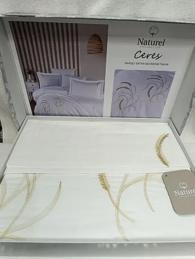 Постельное белье Naturel Ceres White Сатин с вышивкой Limasso pbe0051868 - фото 1