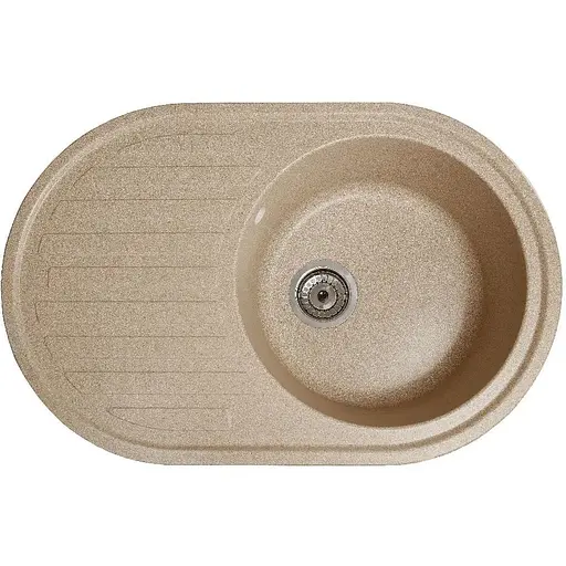 Гранітна кухонна мийка Romzha Elegancia 77 Piesok (301) з крилом - фото 1