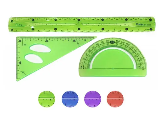 Набір лінійок неламайок, лінійка 30 см, трикутник, транспортир, 3 предмети