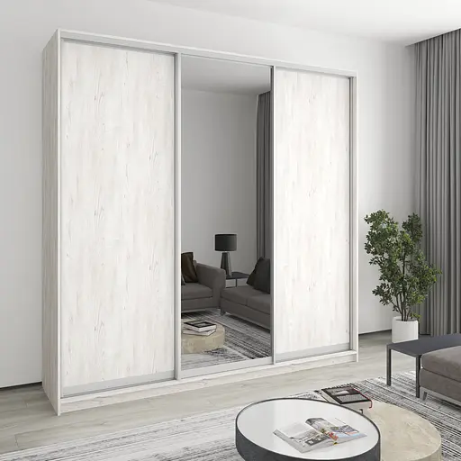 Шкаф-купе трехдверный MebelStar Комбо AL 2ДСП/Зеркало 240x45x240 см Аляска серый (MBS-2160)