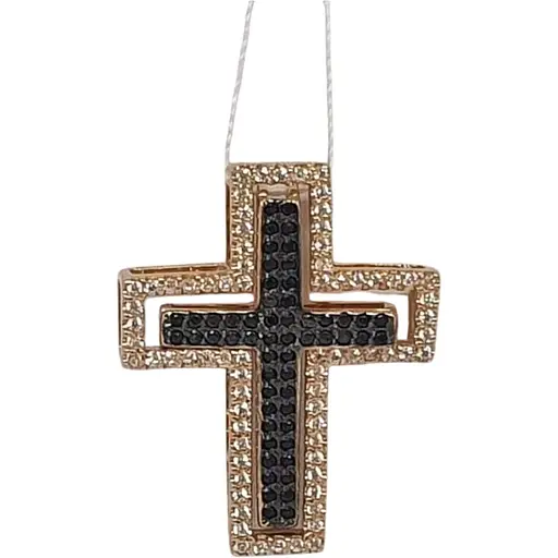 Золотий хрестик Родинні коштовності 2 в 1 з фіанітами. 141071_1 черн