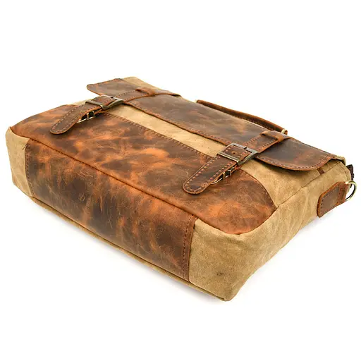 Чоловічий портфель з канвасу та шкіри наппа TARWA 36х27х10 см sum0028420 - фото 6