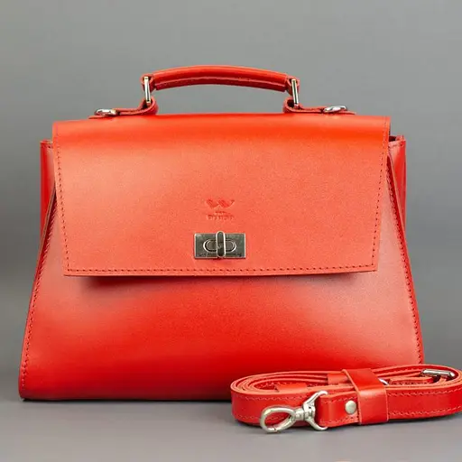 Жіноча шкіряна сумка Classic червона - фото 4