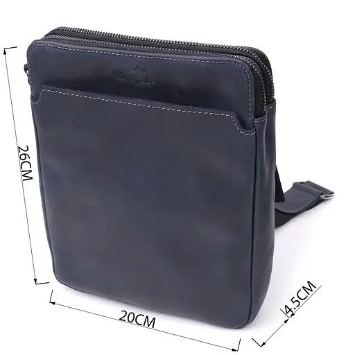 Практична чоловіча сумка через плече із вінтажної натуральної шкіри SHVIGEL 20х26х4,5 см sum0027435 - фото 3