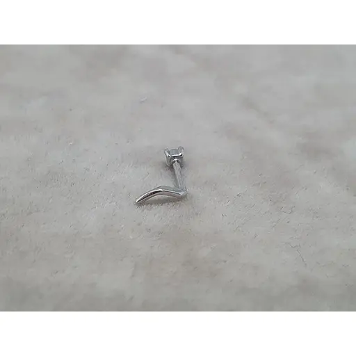 Золота сережка-пірсинг Ювелірне виробництво А. Долина в ніс з фіанітом. 140001Б - фото 3