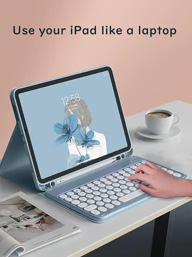 Чехол для клавиатуры для iPad Air 13 дюймов (M3/M2)/ iPad Pro 12,9 дюйма 6-го/5-го/4-го/3-го поколения Цветная клавиатура - фото 6