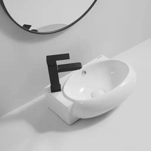 Умивальник підвісний Mixxus Premium Diverse-1201-R 400x215x140 мм з отвором під змішувач та перелив MP6506, Білий - фото 4