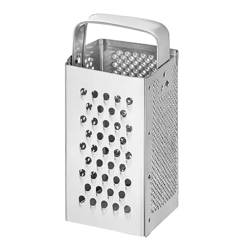 Тертка прямокутна для овочів та фруктів 4-стороння з нержавіючої сталі (висота 19 см), Kitchette 84006 - фото 1