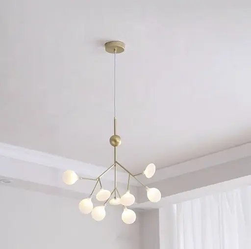 Світильник з імітацією гілочки у золотому корпусі із матовими плафонами | Арт. H 686/9P GD FR | Line F - фото 1