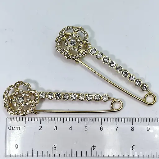 Брошка Квітка каміння з камінцями для особливого образу декоративна жіноча прикраса на одяг Золотистий - фото 3