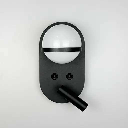 Бра на 2 вимикачі у чорному корпусі із білим плафоном та спотом | Арт. W 207/2 BK | Line F - фото 8