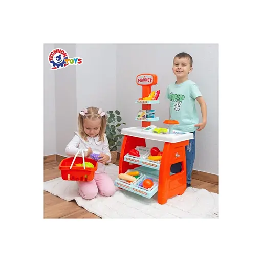 Ігровий дитячий набір "Маркет" 0730TXK прилавок з полицями, кошик, різні продукти - фото 9