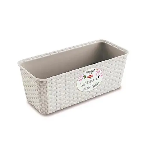 Вазон пластиковый Natural, прямоугольный, с автополивом, 2,4л (73600)