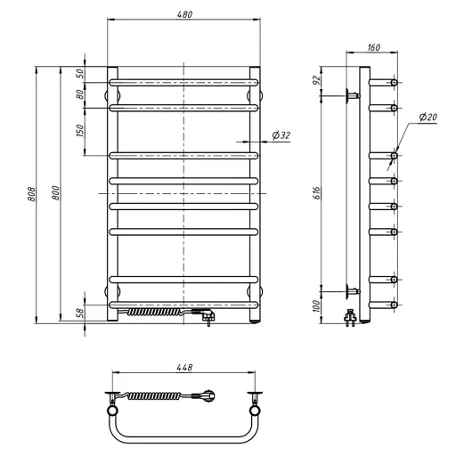 Електрична рушникосушка NAVIN Симфонія 102Вт. 480х800 ліва - фото 3