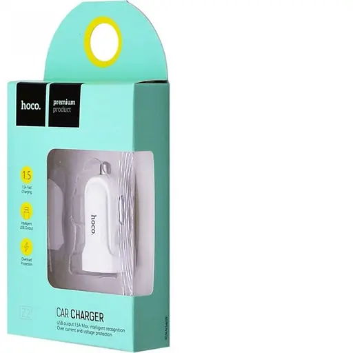 Зарядное автомобильное – набор адаптер + кабель Hoco Micro cable Z2 1USB 1.5 А белое - фото 2
