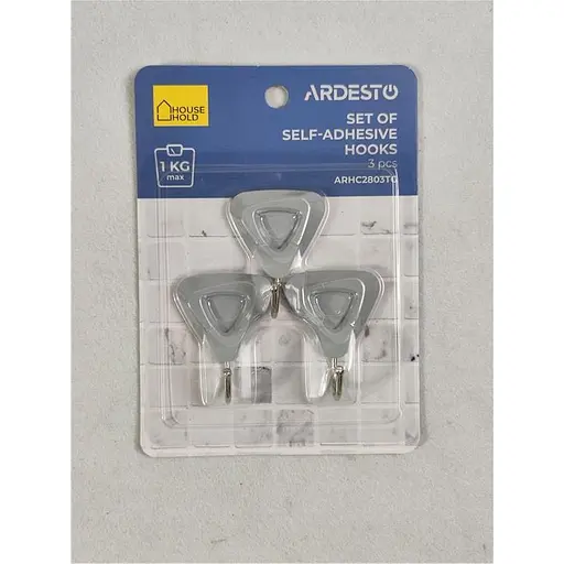 Набор крючков Ardesto Треугольник на липучке пластик 3 шт. серый (ARHC2803TG) - фото 2