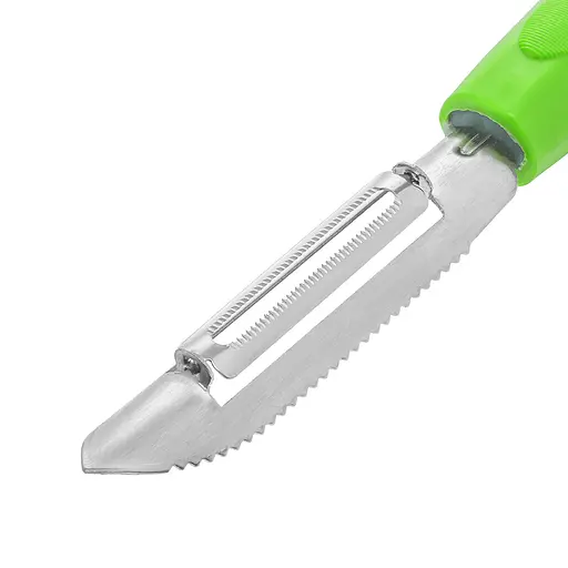 Ніж 2в1 економка овочечистка рибочистка велика з пластмасовою ручкою для очищення овочів і фруктів 20.5 см, Kitchette Салатовий 84409 - фото 7