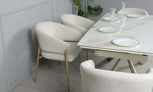 Стіл Рим обідній розкладний білий глянець 1800/2600x900x750 ноги шампань - фото 14