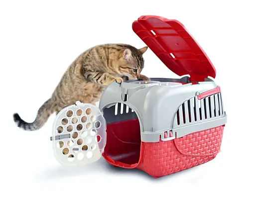 Переноска для тварин пластикова MAXY TOUR 59x38x37h, бордовий - фото 3