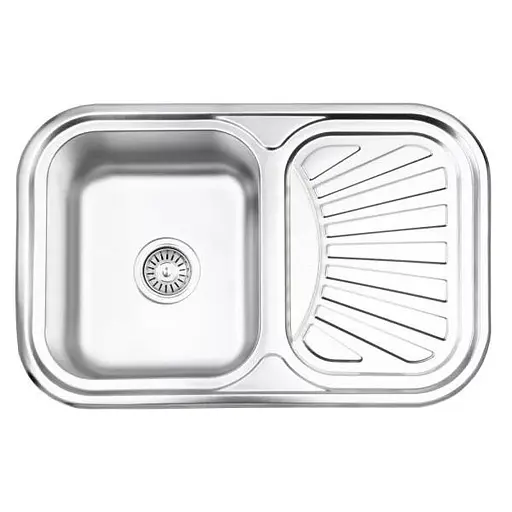 Кухонная мойка Satin 750x490x180 мм + сифон Wezer 7549(0.8)S, Satin - фото 1