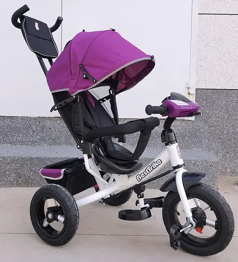 Трехколесный велосипед Best Trike 3390-37-633 с надувными колесами фарой USB и пультом бордовый - фото 3