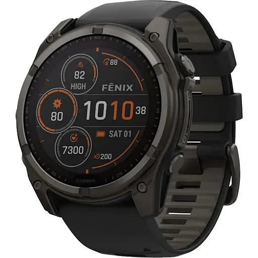 Спортивные часы Garmin Fenix 8 51mm Solar Sapphire Carbon Gray DLC Titanium w. Black/Pebble Gray S. Band (010-02907-10/11)