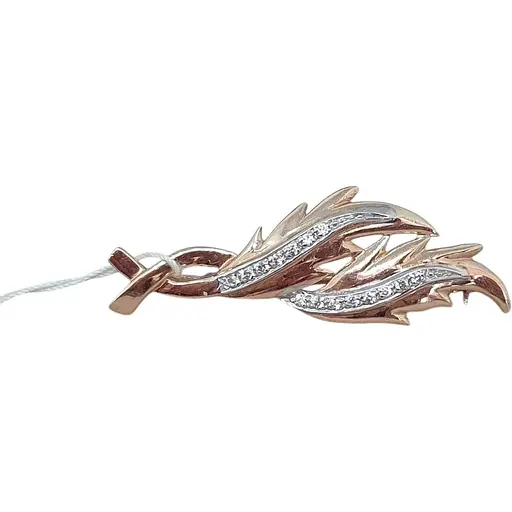 Золотая брошь Столичная Ювелирная Фабрика с фианитами. 270151