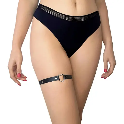 Гартер на ногу Art of Sex - Terri Серце з натуральної шкіри, колір Чорний (1 шт.)