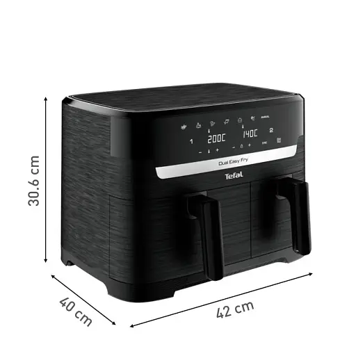 Фритюрница Tefal Dual Easy Fry & Grill EY901N10, 8.3 л, 7 программ приготовления, LCD экран, автоматическое отключение - фото 2