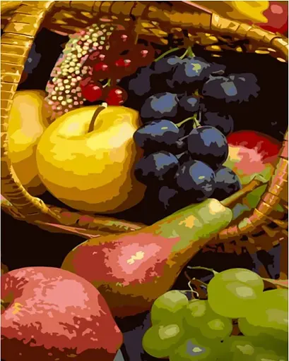 Набір для розпису по номерах Фрукти у кошику, Strateg, 40x50 см, GS1376