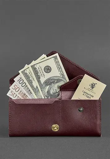 Жіночий шкіряний гаманець Керрі 1.0 бордовий краст - фото 4