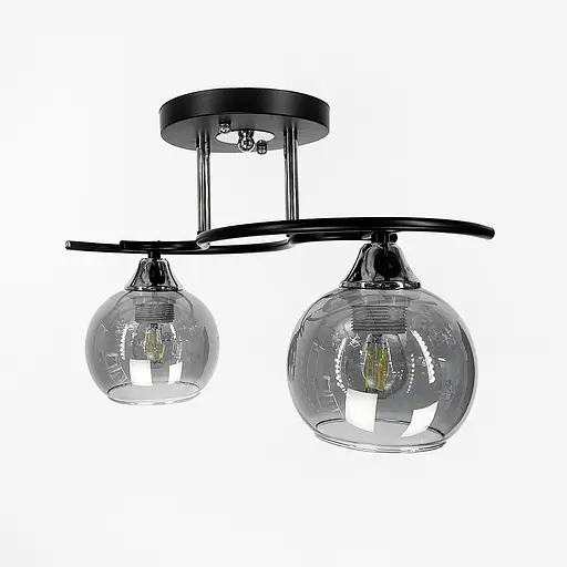 Сучасна люстра в чорному корпусі на 2 графітових плафони | Арт. 11585/2D | Line F - фото 2