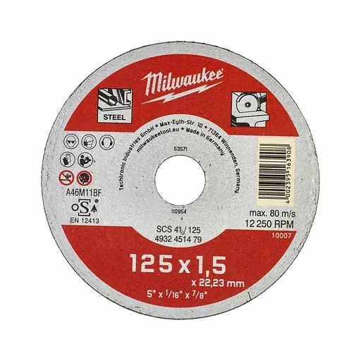 Диск відрізний Milwaukee по металу 125 х 1.5 х 22.2 мм (4932451479)