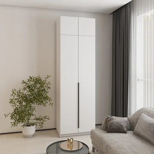 Шкаф 2-дверный с антресолью MebelStar Оскар ДСП BL-B, дополнительная штанга 80x52x260 см Аляска белый (MBS-4782) - фото 1