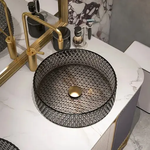 Умивальник Rea Cristal 39 grey накладний REA-U8880, Прозорий - фото 3