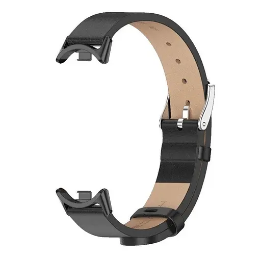 Шкіряний ремінець MiJobs для фітнес-браслета Xiaomi Mi Band 8 і 9 Type B чорний, тримач - чорний - фото 3