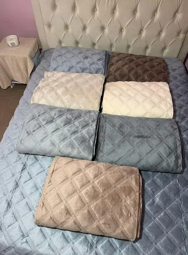 Покривало-стьогане Котон-Велюр Шанель 160x220 см - м'яке двостороннє покривало без вибору кольору - фото 1