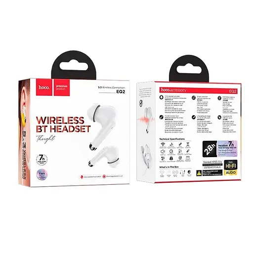 Бездротові навушники Hoco EQ2 Thought True wireless BT headset White (1980011010) - фото 3