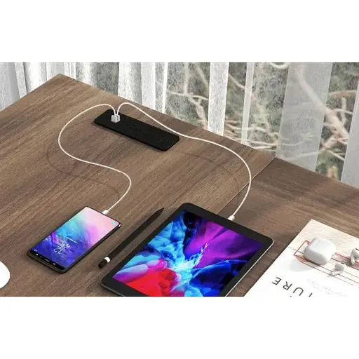 Компьютерный стол Costway Hutch L-образный с зарядным - фото 10