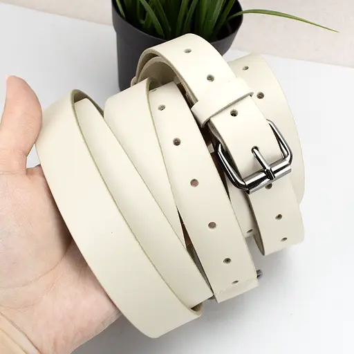 Ремінь жіночий шкіряний у два обороти SF-2501 молочний (180-230 см) - фото 3