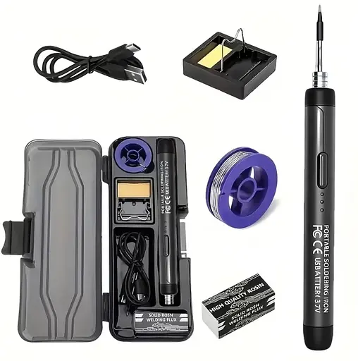 Портативний USB/бездротовий паяльний набір з регульованою температурою чорний - фото 6