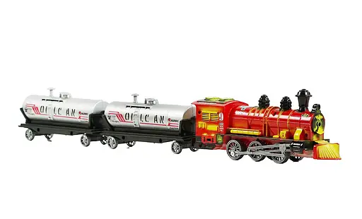 Поезд 538-2Y, инерция, 2 вагона, локомотив, в слюде (6965287110245) Красный - фото 1