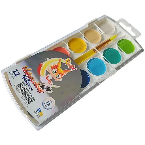 Набір акварельних фарб Rudix 12 кольорів пастельні з пензлем  - фото 3