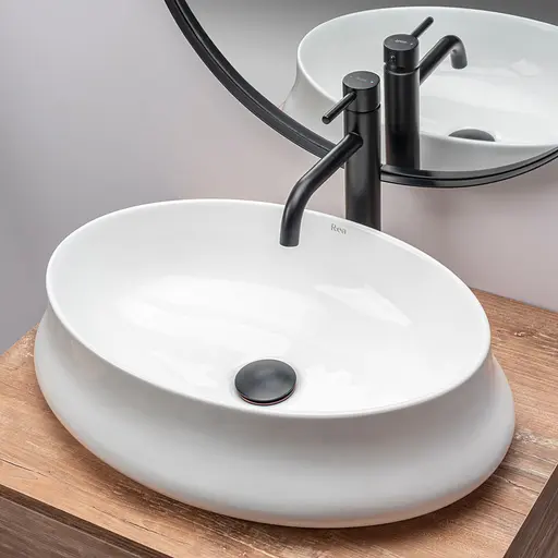 Умивальник Rea Angela накладний білий REA-U9634, Білий - фото 2